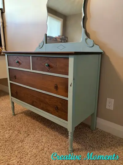 SALE !!! Antique Dresser with ornate  Mirror restored, View more
