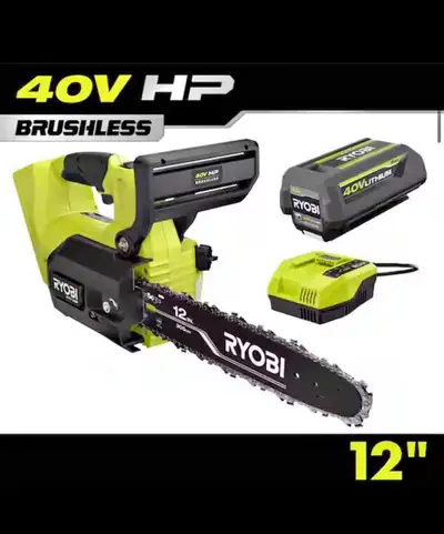 Ryobi 40V HP Brushless 12 in. Top Handl Battery Chainsaw 4.0 Bat, View more