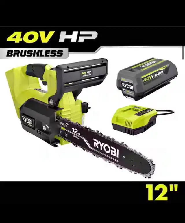 Ryobi 40V HP Brushless 12 in. Top Handl Battery Chainsaw 4.0 Bat in Power Tools in Hamilton - Image 2