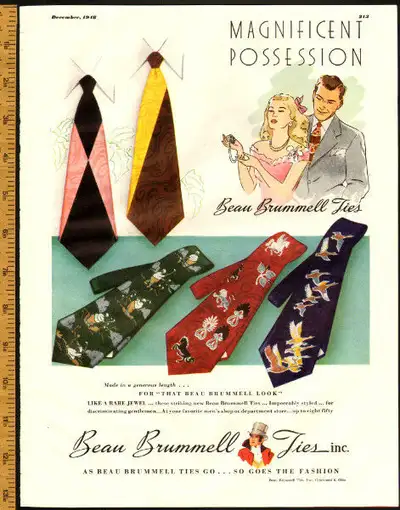 1948 full-page (10 ¼ x 13 ¼ ) magazine ad for Beau Brummell Ties, View more