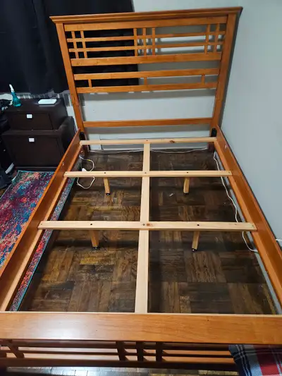$150 - Pickup Only - Solid Wood Double Bed Frame, View more