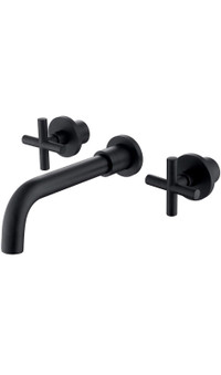 Two Handle Wall Mount Matte Black Bathroom Faucet(NEW)