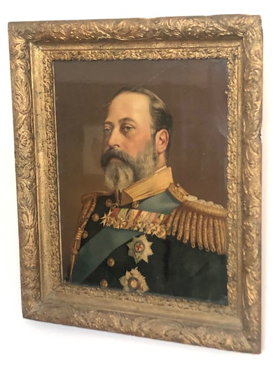A colour picture of King George V in a wood antique frame complete with glass. The picture measures...