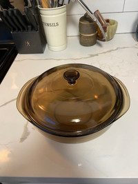 Vintage Pyrex Smoked Amber Glass Casserole Dish