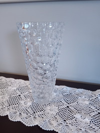 Modern Round Crystal Vase - 12" High and 6" Wide on top