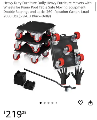 Heavy Duty Furniture Dolly Heavy Furniture Movers with Wheels for Piano Pool Table Safe Moving Equip...
