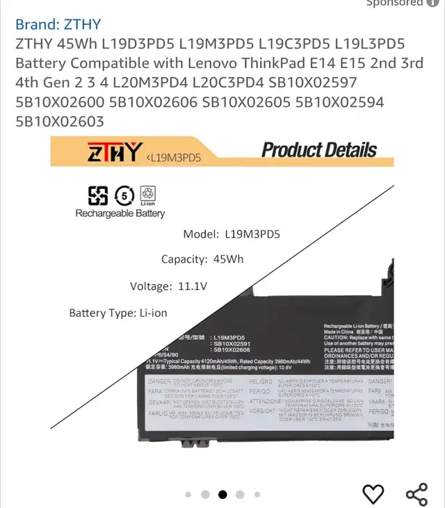 Rechargeable Batteries for Lenovo laptops (1) in Laptop Accessories in Oshawa / Durham Region - Image 9