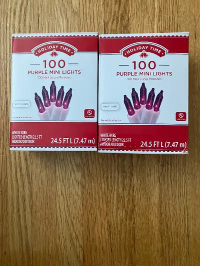 Purple Mini Lights Indoor/Outdoor 22.5ft each box NEW, View more