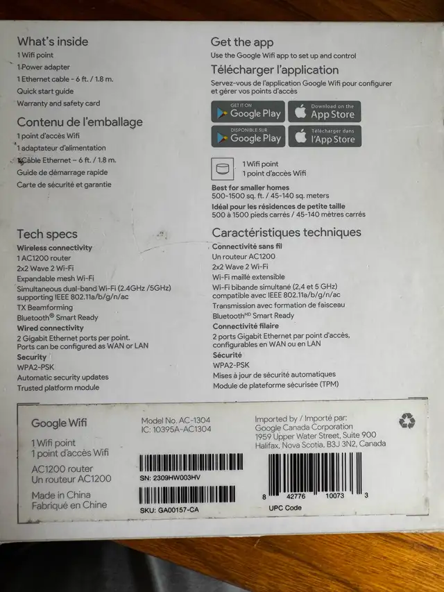 Google Home wifi mesh router | Networking | City of Toronto | Free ...