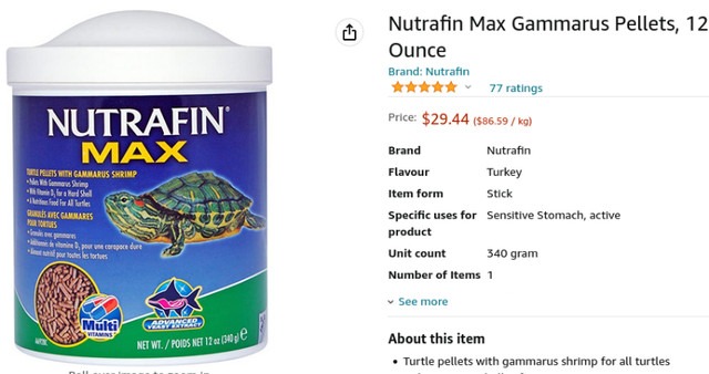 Nutrafin Max Turtle Pellets, 12-Ounce in Accessories in Kitchener / Waterloo - Image 2