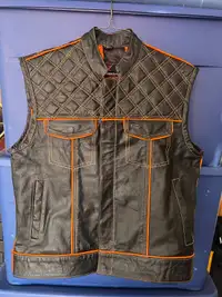 Veste moto cuir veritable / motorcycle genuine leather vest MED