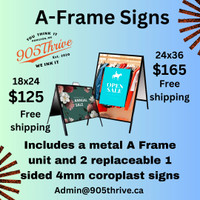 Metal A-frame signs with 2 coroplast inserts