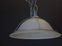 Large pendant light in alabaster glass and satin pewter trim