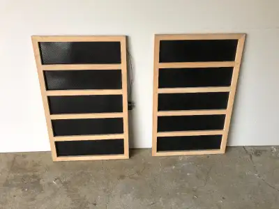 2 New 220 Volt Infrared sauna or bathroom heating panels with oak frames.
