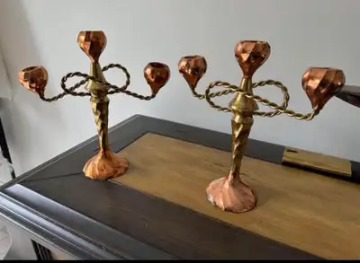 Vintage Brass and Copper Candelabras, View more