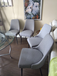 Grey upholstered dining chairs (set of 4)