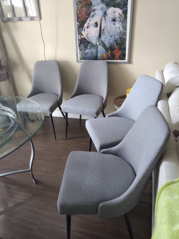 Grey upholstered dining chairs (set of 4) in Dining Tables & Sets in London