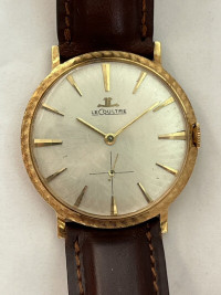 60s LeCoultre JLC 18K Solid Gold Hand-Wind Watch 33mm Florentine