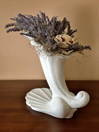 Dried French Lavender in a Plaster Cast Vase Container