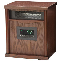 McLeland Design 4-Element Infrared Heater Dark Oak Wood Cabinet