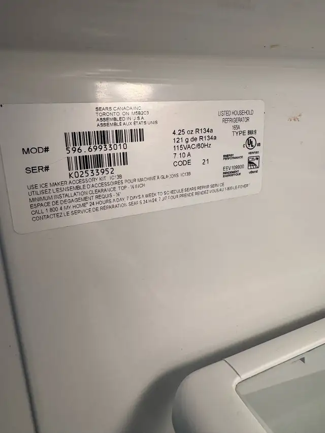  Kenmore stainless steel two door  Fridge63235120186627123