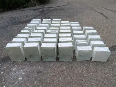 I'm selling 43 used glass blocks that are 31 of 7 3/4" x 5 3/4" and 12 of 5 3/4" x 5 3/4". The block...