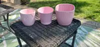 3 pink plant pots