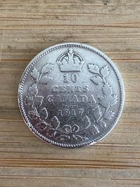1917 Canadian Silver 10 cents