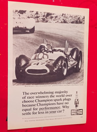 LITTLE 1965 CHAMPION VINTAGE AD WITH BRUCE MACLERAN RACE WINNER