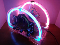 VINTAGE SEE THROUGH ACRYLIC NEON AM FM RADIO