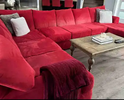 red velvet sectional , View more