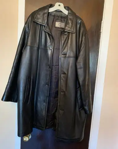 leather coat , View more