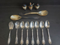 Horn Salad fork and spoon salt pepper silver spoons