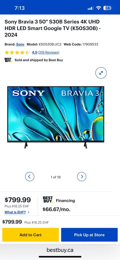 Sony Bravia 50" 4K UHD HDR Smart TV, View more