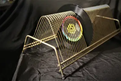 VINTAGE BRASS WIRE 45 RECORD HOLDER, View more
