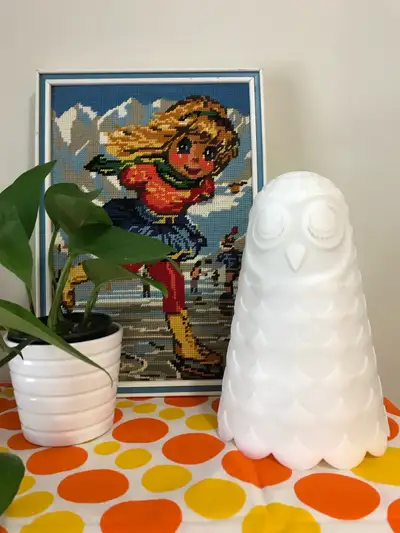 Ikea Solbo Owl Table Lamp This would work great as a night light in a kids bedroom with the soft glo...