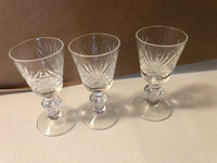 3 Crystal glasses $10 each, 2 2/3 oz (1/3 cup), 3 1/2” High