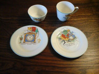 Antique Porcelain  Child's Plate, Bowl and Cup  Set