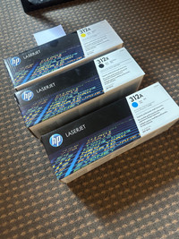 HP 312A Cyan, 312A Yellow, 312X Black toner cartridges 