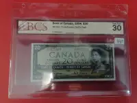 1954 Bank of Canada $20 VF 30 Devil's Face Banknote