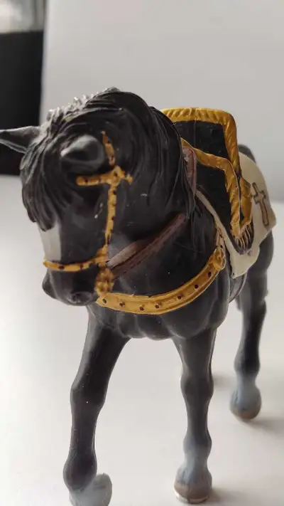 Schleich Medieval Knight Horse Black White Gold 5"×4" Germany 20, View more