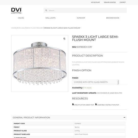 CLASSIC DVI Sparxx 6 Light Large Semi-Flush Mount Chandelier in Indoor Lighting & Fans in Vancouver - Image 2