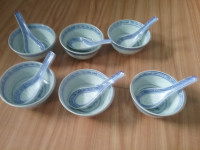 SET OF 6 CHINESE BOWLS WITH 6 SPOONS