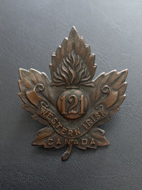 WW1, CEF 121st Canadian Overseas Battalion Cap Badge