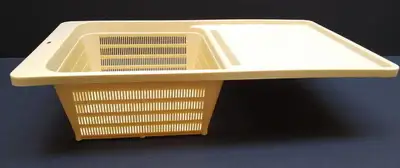 Kitchen Sink Dish/Vegetable/Fruit Drain Rack * made in U.S.A. from non-toxic food-grade beige plasti...