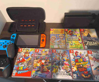 Nintendo switch avec 8 jeux et 2 manettes