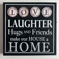 Love, Laughter, Hugs and Friends hanging wall plaque