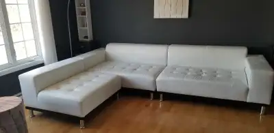 Sectionnel en cuir blanc ajustable , View more