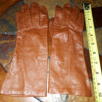 Women Leather gloves pure silk liner