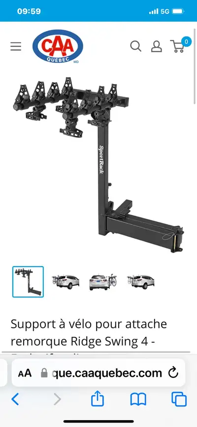 upport 4 vélos PIVOTANT (Hitch 2") - SportRack Ridge Swing 4, View more